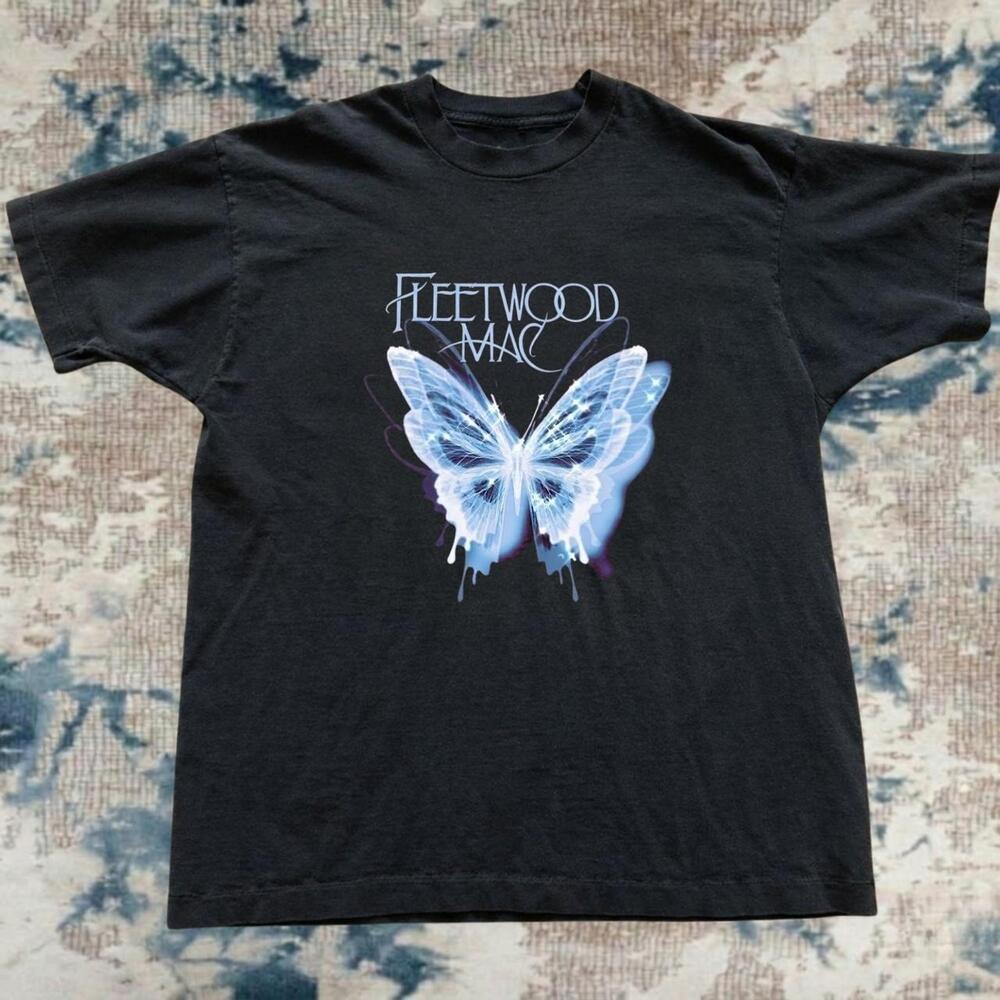 Fleetwood Mac Butterfly Graphic Vintage Y2K Faded Black T-Shirt